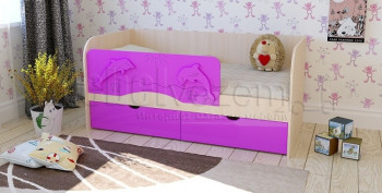 Друзья Кровать детская 2 ящика 1.8 Фиолетовый глянец в Скале - skala.mebel54.com | фото