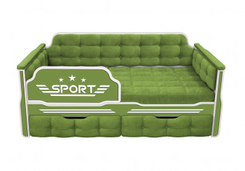 Кровать 160 серии Спорт 2 ящика 76 Зелёный (мягкие боковые накладки) в Скале - skala.mebel54.com | фото