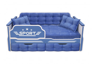Кровать 160 серии Спорт 2 ящика 85 Синий (подушки) в Скале - skala.mebel54.com | фото
