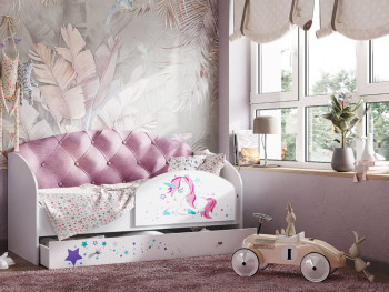 Кровать детская Звездочка Белый/Розовый в Скале - skala.mebel54.com | фото