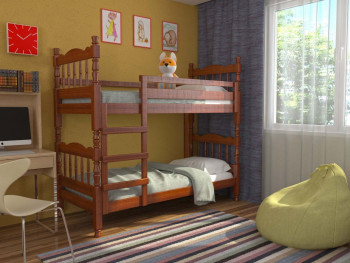 Кровать двухъярусная Соня из массива сосны 800*1890 Орех в Скале - skala.mebel54.com | фото