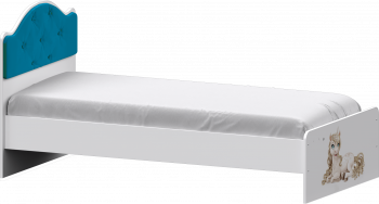 Кровать Каспер с мягкой спинкой и фотопечатью (800х1900)  Белый/Бирюза в Скале - skala.mebel54.com | фото
