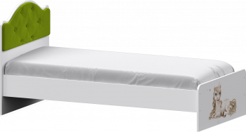 Кровать Каспер с мягкой спинкой и фотопечатью (800х1900)Белый/Лайм в Скале - skala.mebel54.com | фото