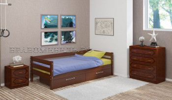 Кровать одинарная ГЛОРИЯ из массива сосны  900*2000 (Орех) в Скале - skala.mebel54.com | фото