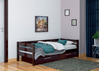 Кровать одинарная ГЛОРИЯ из массива сосны  900*2000 (Орех Тёмный) в Скале - skala.mebel54.com | фото