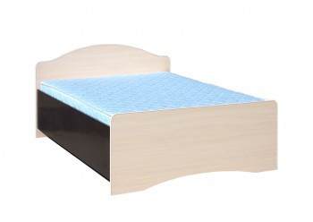 Кровать полуторная 1200-1 без матраса (круглые спинки) Венге/Дуб выбеленный в Скале - skala.mebel54.com | фото