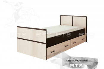 Кровать Сакура с настилом и ящиками 0,9 (Венге/Лоредо) в Скале - skala.mebel54.com | фото