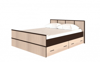 Кровать Сакура с настилом и ящиками 1,4 (Венге/Лоредо) в Скале - skala.mebel54.com | фото