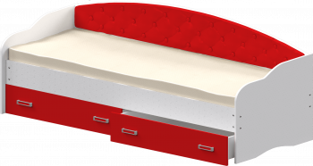 Кровать Софа-8 с мягкой спинкой (900х1900) Белый/Красный в Скале - skala.mebel54.com | фото