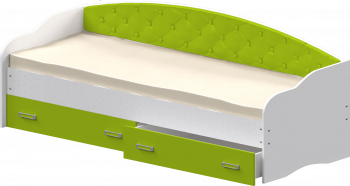 Кровать Софа-8 с мягкой спинкой (900х1900) Белый/Лайм в Скале - skala.mebel54.com | фото