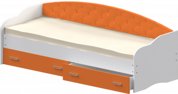 Кровать Софа-8 с мягкой спинкой (900х1900) Белый/Оранжевый в Скале - skala.mebel54.com | фото