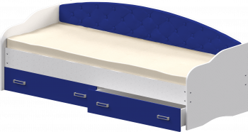 Кровать Софа-8 с мягкой спинкой (900х1900) Белый/Синий в Скале - skala.mebel54.com | фото