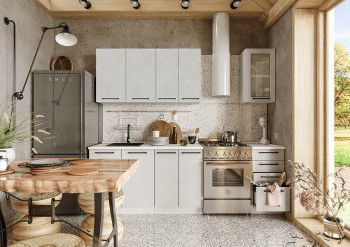 Кухонный гарнитур Нувель 1800мм белый/бетон белый в Скале - skala.mebel54.com | фото