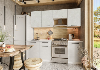 Кухонный гарнитур Нувель 2100мм белый/бетон белый в Скале - skala.mebel54.com | фото