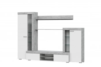 Мебель для гостиной МГС 5 Цемент светлый / Белый в Скале - skala.mebel54.com | фото