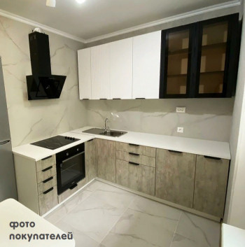 Модульная кухня Норд 1,6 м (Софт даймонд/Камень беж/Белый) в Скале - skala.mebel54.com | фото