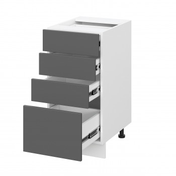 Норд ШНЯ 400 Шкаф нижний с 4-мя ящиками (Софт смок/корпус Белый) в Скале - skala.mebel54.com | фото