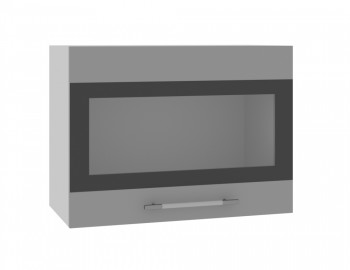 Норд ШВГС 600 Шкаф верхний горизонтальный со стеклом (Софт черный/корпус Белый) в Скале - skala.mebel54.com | фото