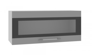 Норд ШВГС 800 Шкаф верхний горизонтальный со стеклом (Софт черный/корпус Белый) в Скале - skala.mebel54.com | фото