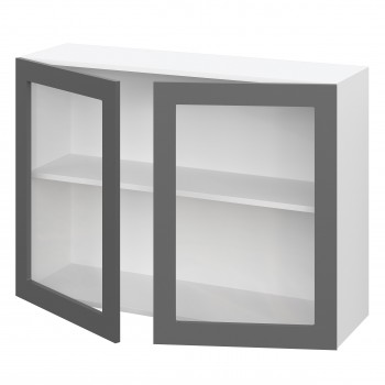 Норд ШВС 1000 Шкаф верхний со стеклом (Софт черный/корпус Белый) в Скале - skala.mebel54.com | фото