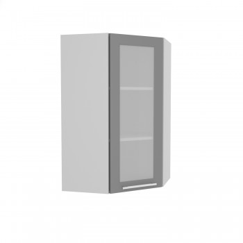 Норд ШВУС 600Н Шкаф верхний угловой (премьер) высокий (Софт черный/корпус Белый) в Скале - skala.mebel54.com | фото