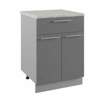 Ройс С1ЯШ 600 Шкаф нижний с ящиком (Графит софт/корпус Серый) в Скале - skala.mebel54.com | фото