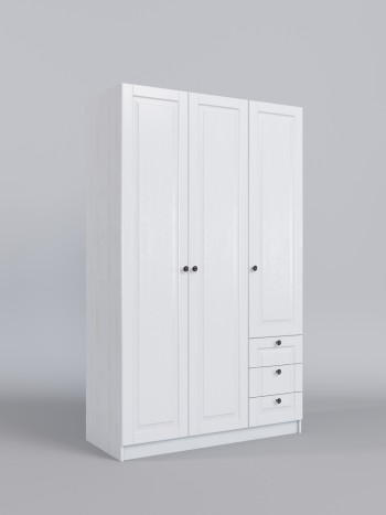 Шкаф 3-х створчатый с ящиками Классика (Белый/корпус Выбеленное дерево) в Скале - skala.mebel54.com | фото