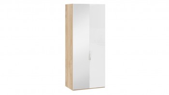 Шкаф для одежды с 1 глухой и 1 зеркальной дверями левый «Эмбер» Яблоня Беллуно/Белый глянец в Скале - skala.mebel54.com | фото