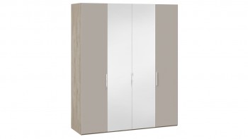 Шкаф комбинированный с 2 глухими и 2 зеркальными дверями «Эмбер» Баттл Рок/Серый глянец в Скале - skala.mebel54.com | фото