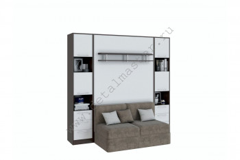 Шкаф-кровать с диваном БЕЛА с полкой ножкой в Скале - skala.mebel54.com | фото