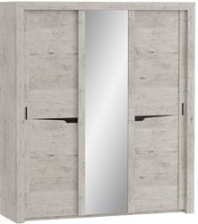 Шкаф трехдверный Соренто с раздвижными дверями Дуб бонифаций/Кофе структурный матовый в Скале - skala.mebel54.com | фото