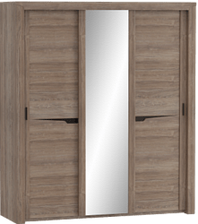 Шкаф трехдверный Соренто с раздвижными дверями Дуб стирлинг/Кофе структурный матовый в Скале - skala.mebel54.com | фото