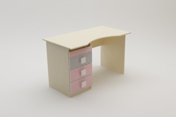 Стол (столешница с выемкой) Грэйси (Розовый/Серый/корпус Клен) в Скале - skala.mebel54.com | фото