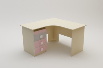 Стол угловой Грэйси (Розовый/Серый/корпус Клен) в Скале - skala.mebel54.com | фото