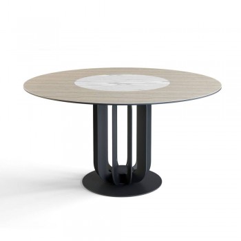 Стол круглый Rotor (160), шпон + керамика светлая в Скале - skala.mebel54.com | фото