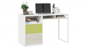 Стол письменный с ящиками «Сканди» Дуб Гарден/Белый/Зеленый в Скале - skala.mebel54.com | фото